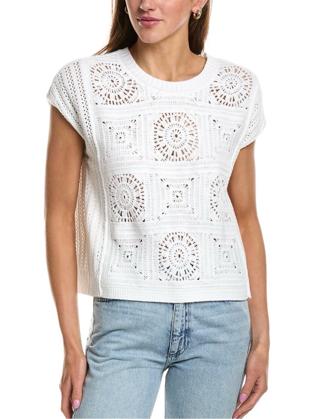 Splendid Anderson Open Stitch Women’s White Crochet Knit Summer Sleeveless top S